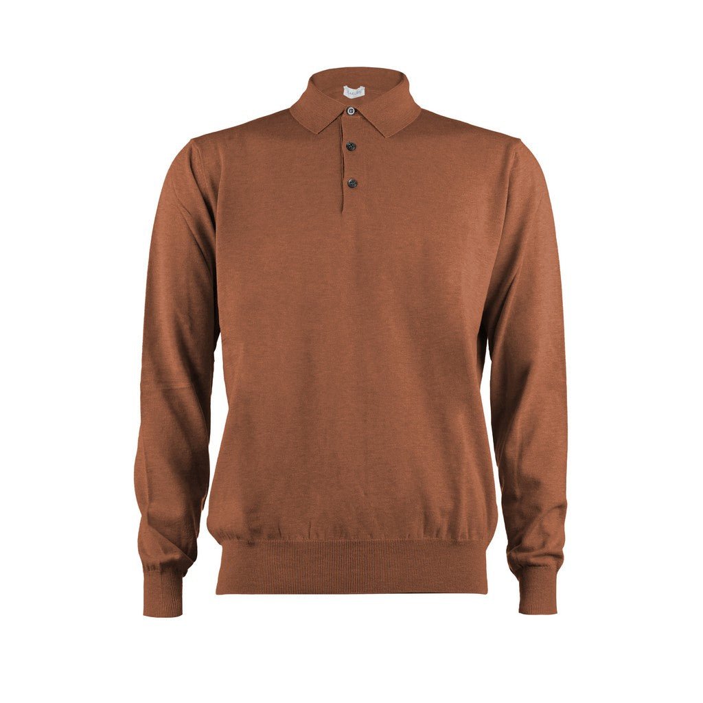 HENRY SARTORIAL X CARUSO Long Sleeve Cotton Polo CAMEL - Henry Bucks
