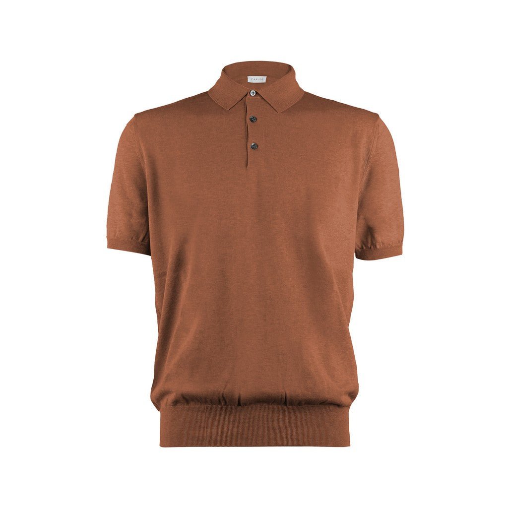 HENRY SARTORIAL X CARUSO Long Sleeve Cotton Polo CAMEL - Henry Bucks