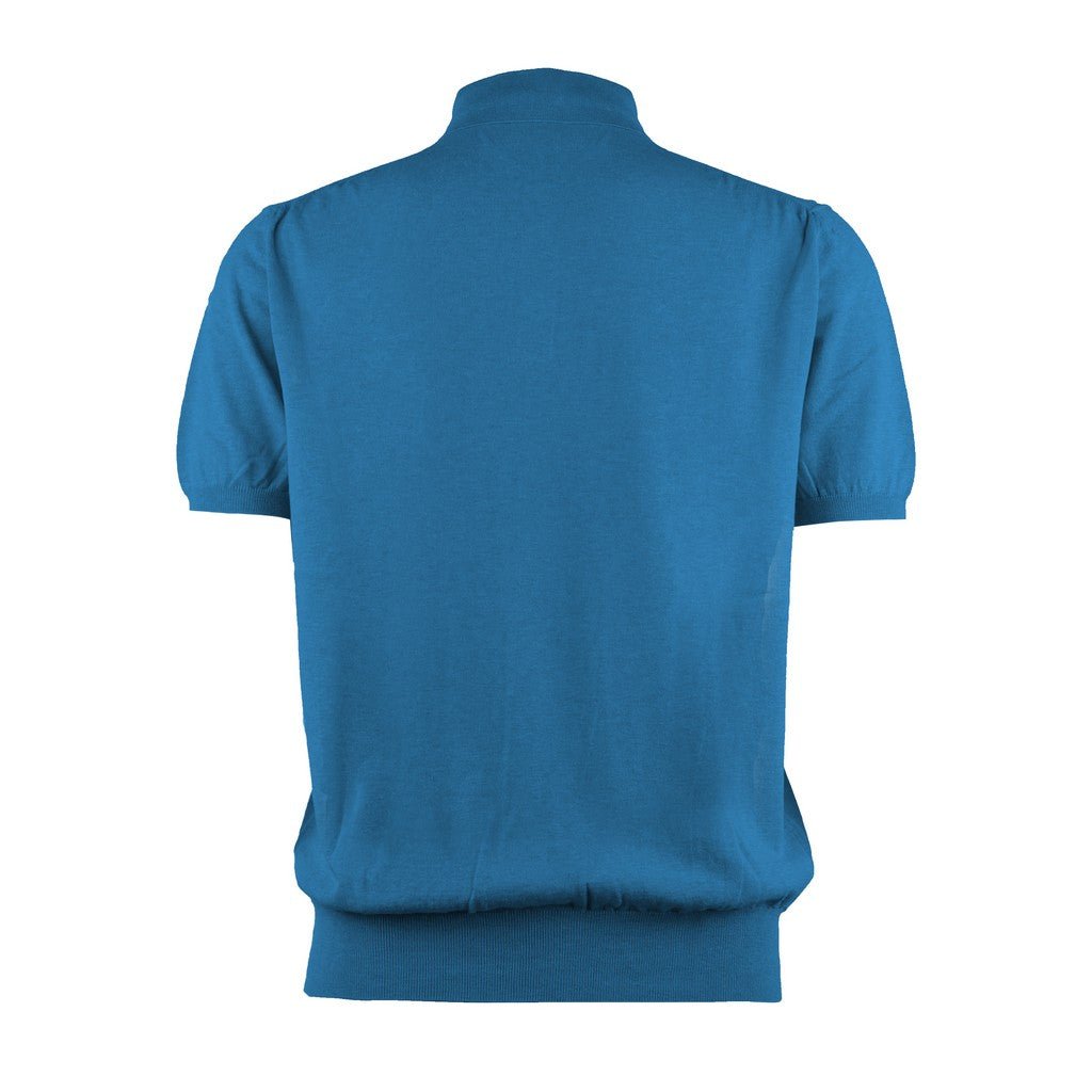 HENRY SARTORIAL X CARUSO Long Sleeve Cotton Polo MID BLUE - Henry Bucks
