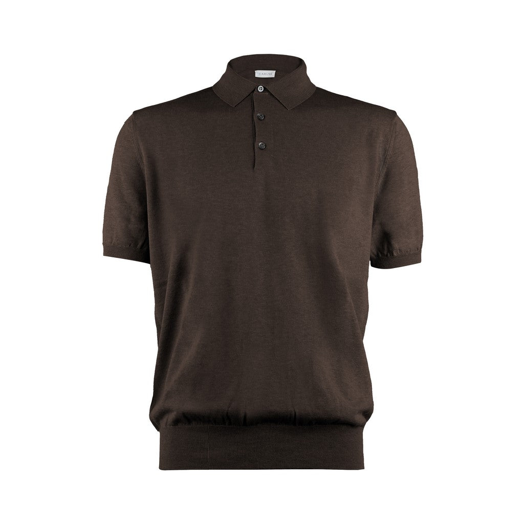 HENRY SARTORIAL X CARUSO Long Sleeve Cotton Polo TAUPE - Henry Bucks