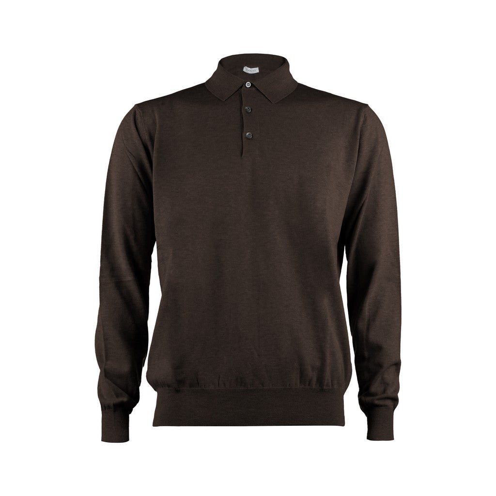 HENRY SARTORIAL X CARUSO Long Sleeve Cotton Polo TAUPE - Henry Bucks