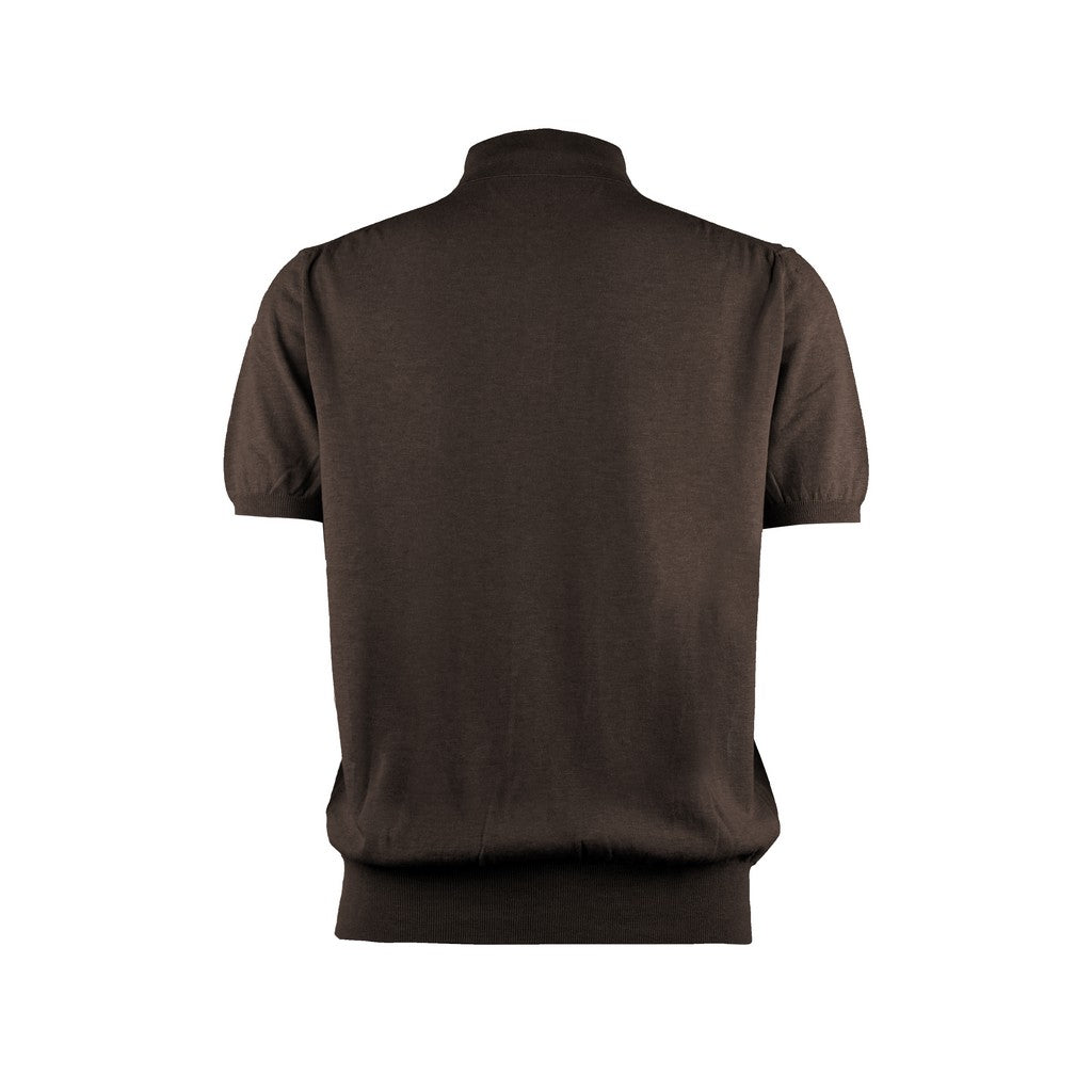 HENRY SARTORIAL X CARUSO Long Sleeve Cotton Polo TAUPE - Henry Bucks