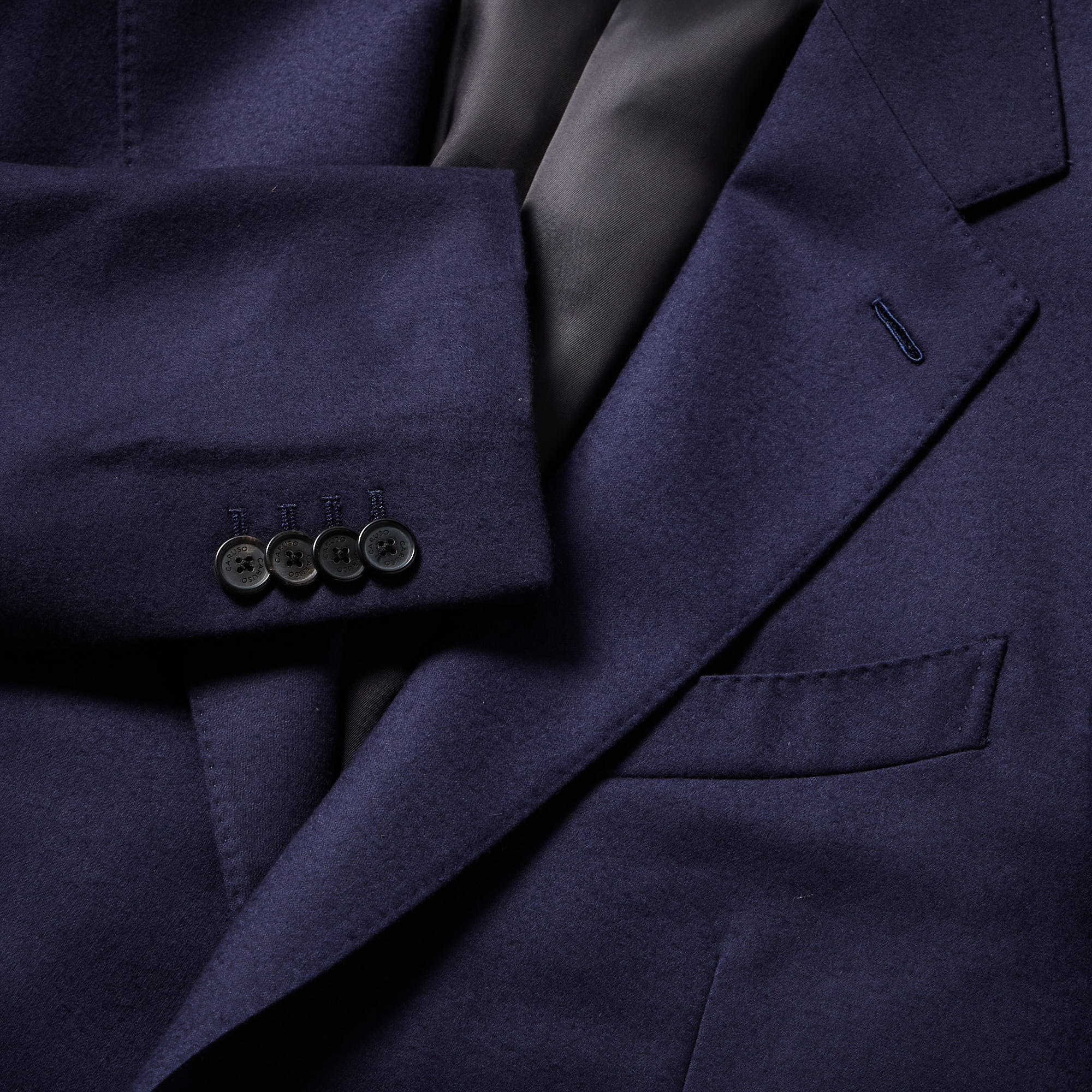 HENRY SARTORIAL X CARUSO Norma 2 Button Single Breasted Jacket NAVY MELANGE - Henry BucksBlazers33AW240202 - NVYMEL - 48