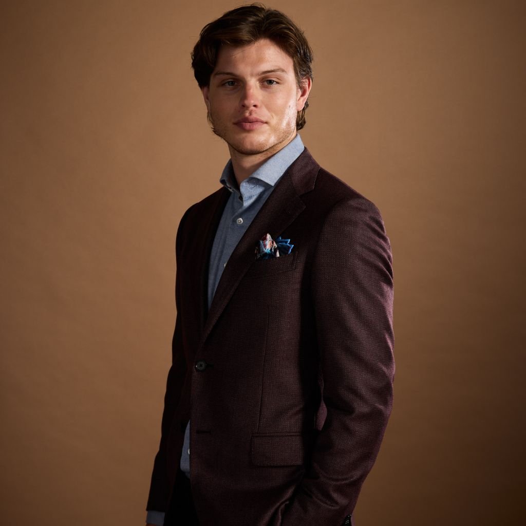 HENRY SARTORIAL X CARUSO Norma Single Breasted Notch Blazer DARK BURGUNDY REG - Henry Bucks