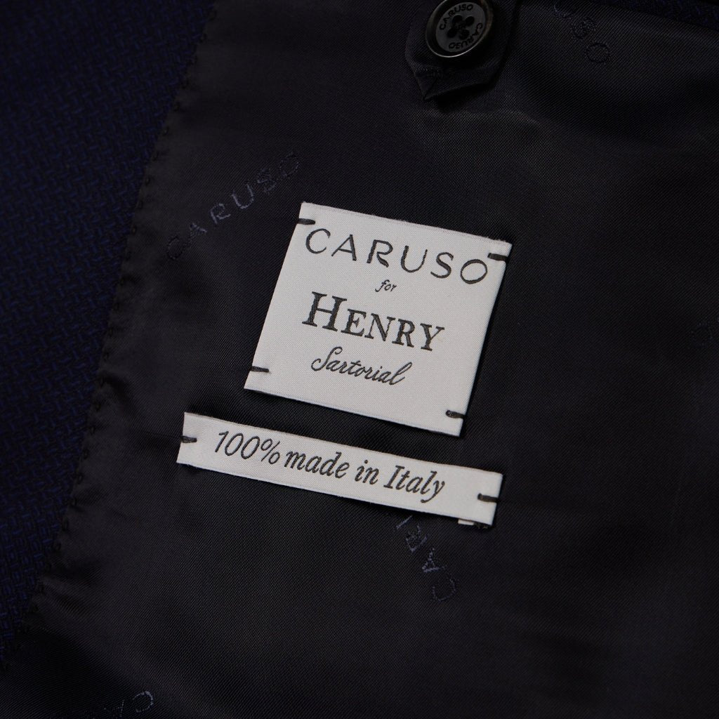 HENRY SARTORIAL X CARUSO Peak Lapel Blazer NAVY REG - Henry Bucks