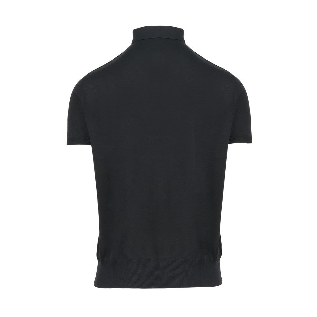 HENRY SARTORIAL X CARUSO Silk Cotton Polo BLACK - Henry Bucks