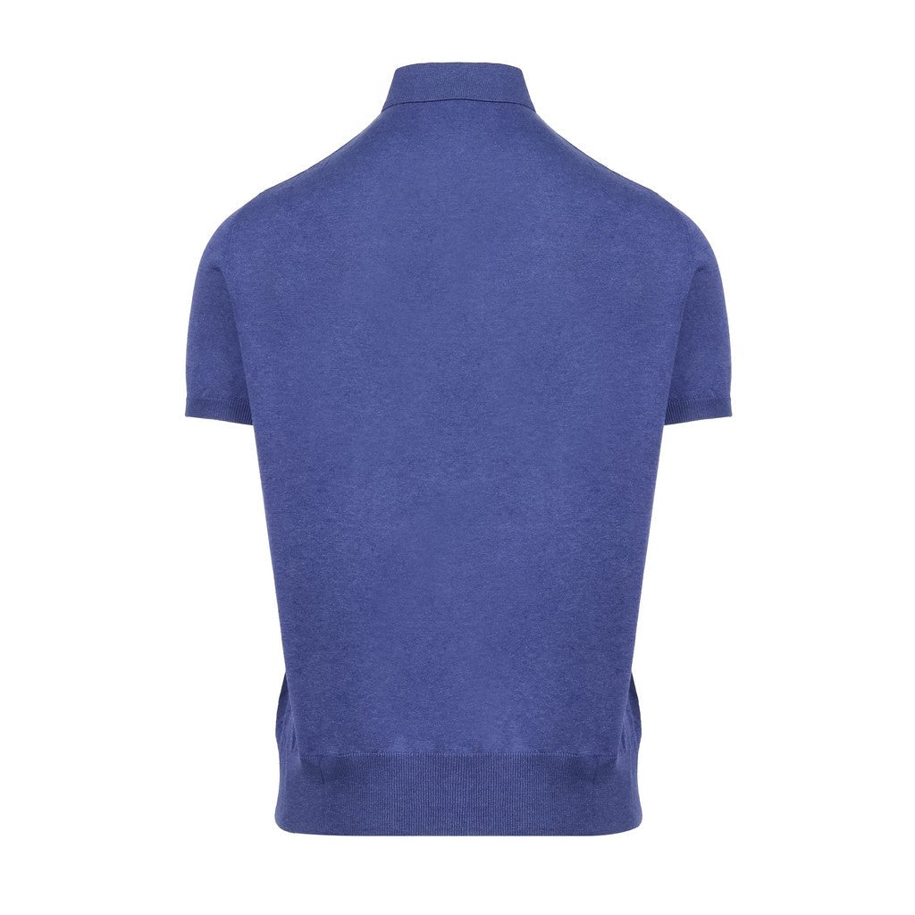 HENRY SARTORIAL X CARUSO Silk Cotton Polo BLUE - Henry Bucks
