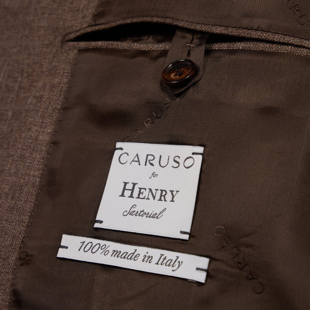 HENRY SARTORIAL X CARUSO Single Breasted 2 Button Blazer BROWN REG - Henry Bucks