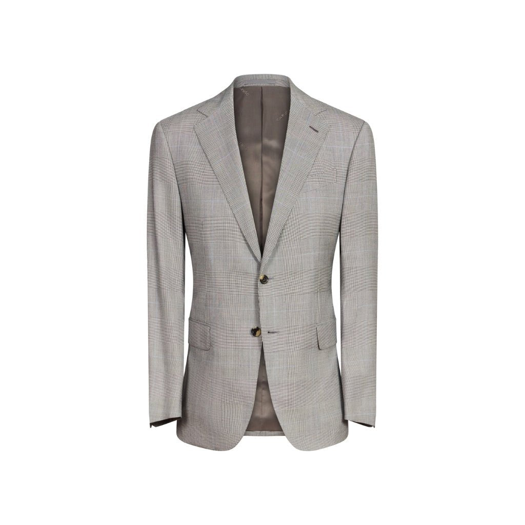 HENRY SARTORIAL X CARUSO Single Breasted 2 Button Check Suit BLACK/WHITE REG - Henry Bucks