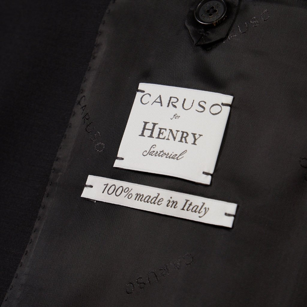 HENRY SARTORIAL X CARUSO Single Breasted Notch Lapel Blazer BLACK REG - Henry Bucks