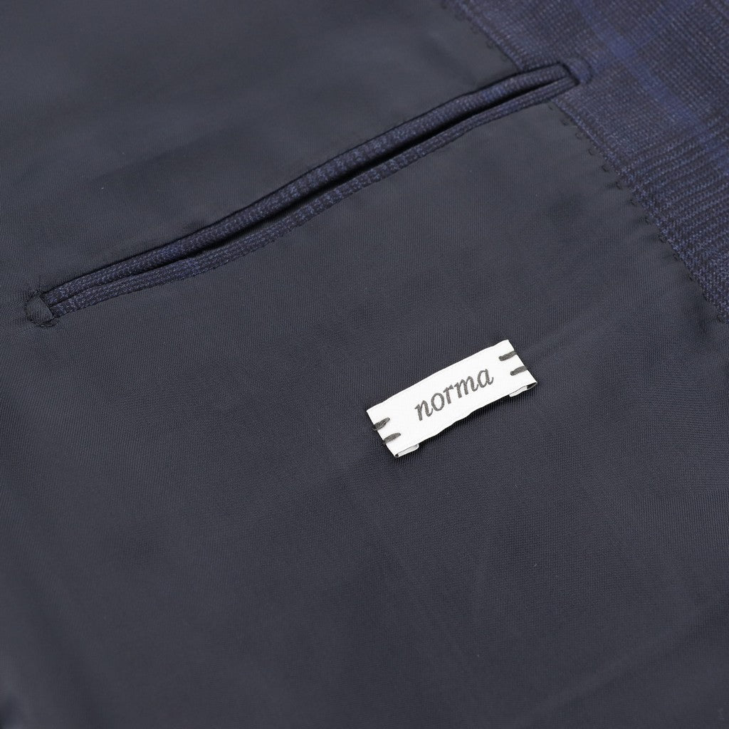 HENRY SARTORIAL x CARUSO Wool Full Lined Prince of Wales Check Suit NAVY - Henry Bucks