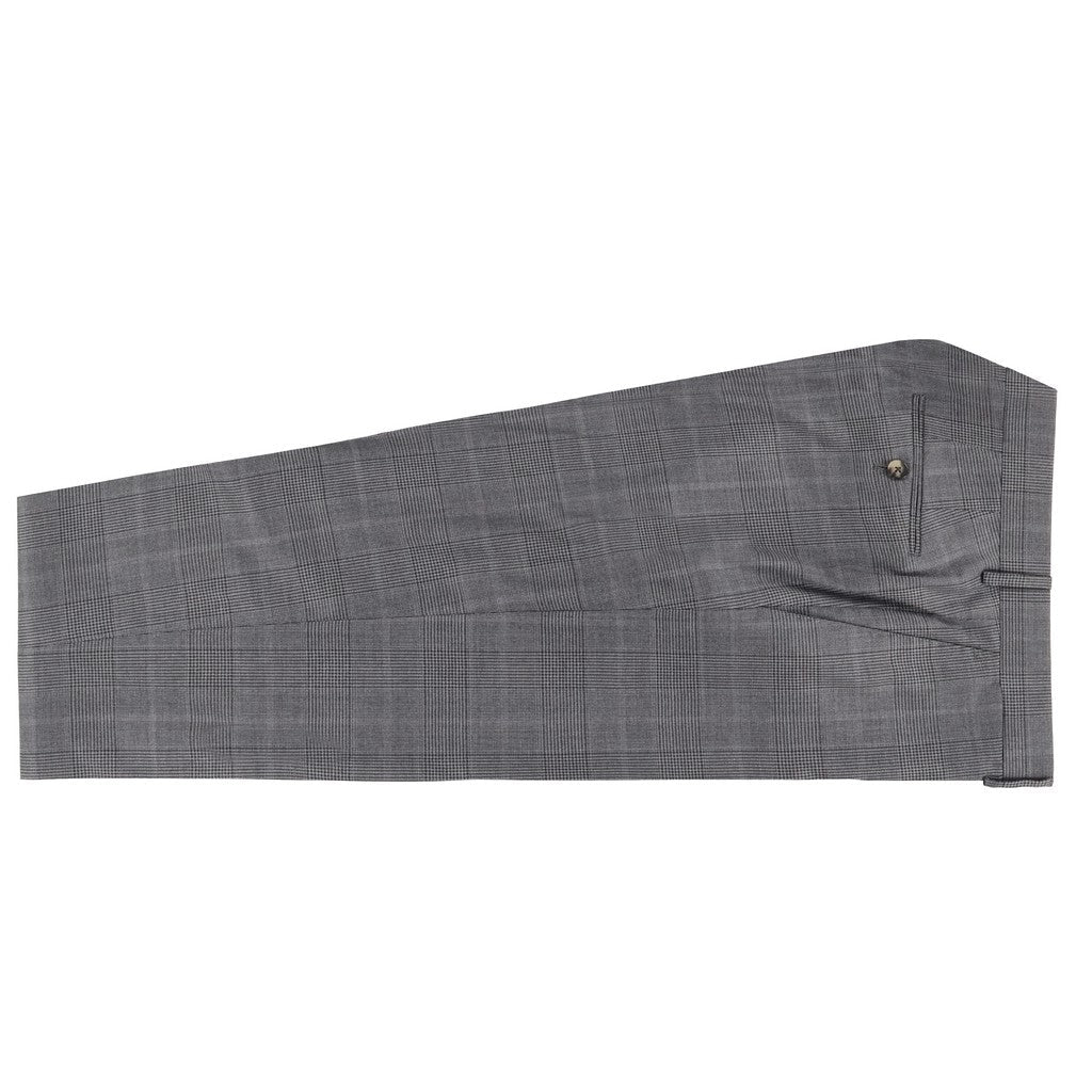 HENRY SARTORIAL x CARUSO Wool Full Lined Prince of Wales Check Suit SKY/BLACK - Henry Bucks