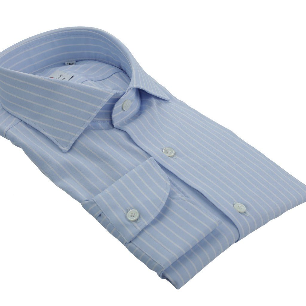 HENRY SARTORIAL X CORDONE Business Shirt Single Cuff SKY/WHITE - Henry Bucks