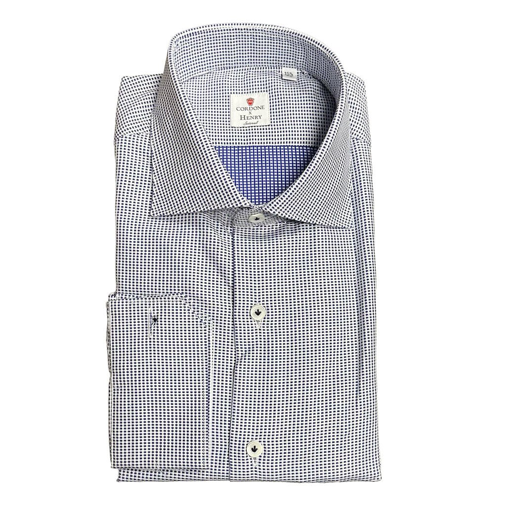 HENRY SARTORIAL X CORDONE Cotton Dobby Shirt BLUE - Henry Bucks