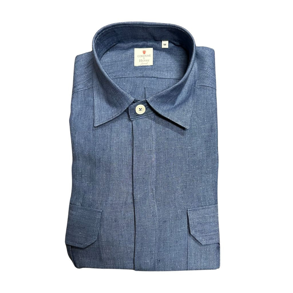 HENRY SARTORIAL X CORDONE Cotton Over Shirt NAVY - Henry Bucks