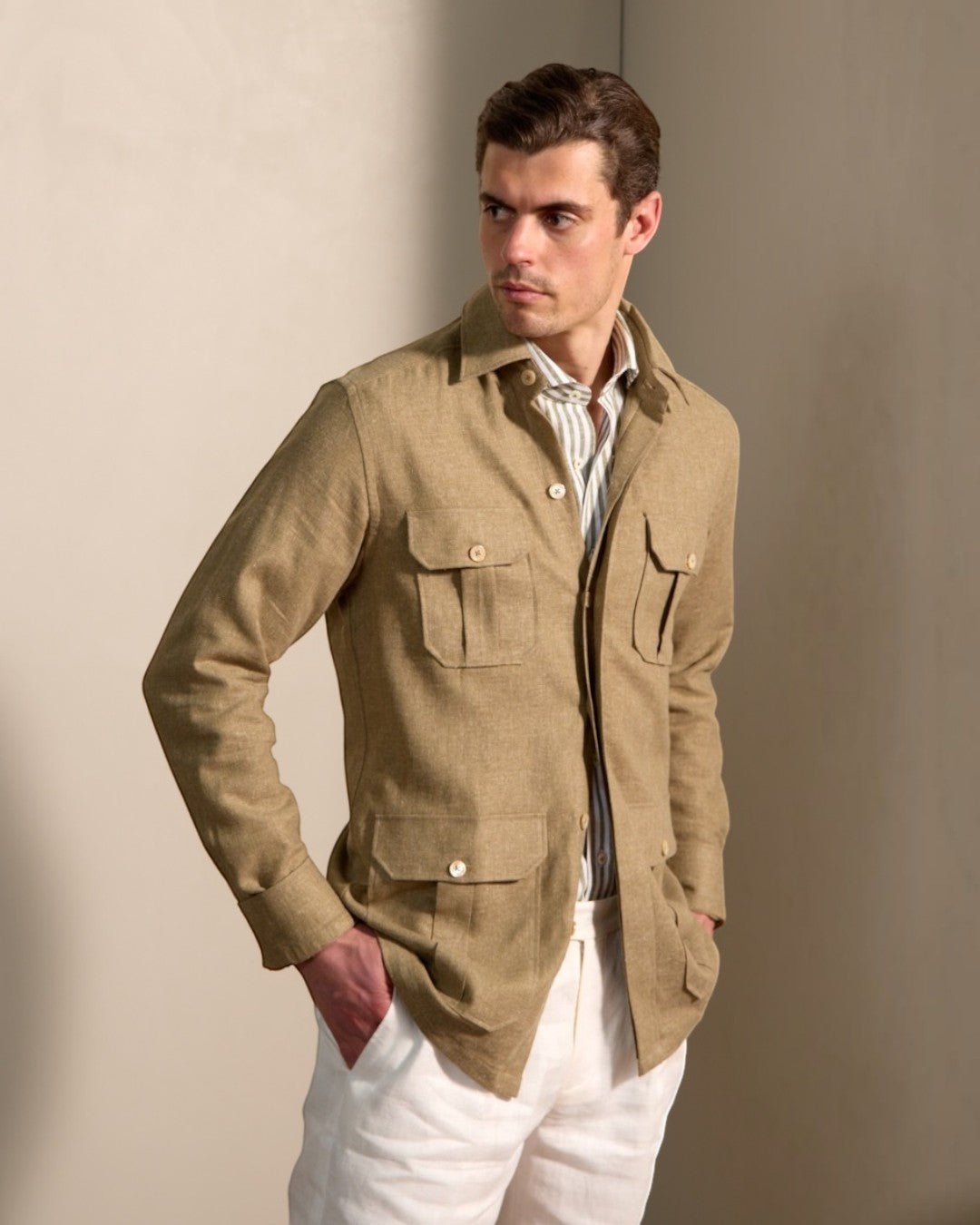 HENRY SARTORIAL X CORDONE Cotton Over Shirt OLIVE - Henry Bucks