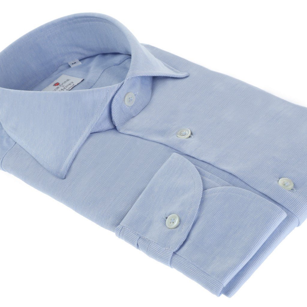 HENRY SARTORIAL X CORDONE Cotton/Silk Jersey Shirt BLUE/SKY - Henry Bucks