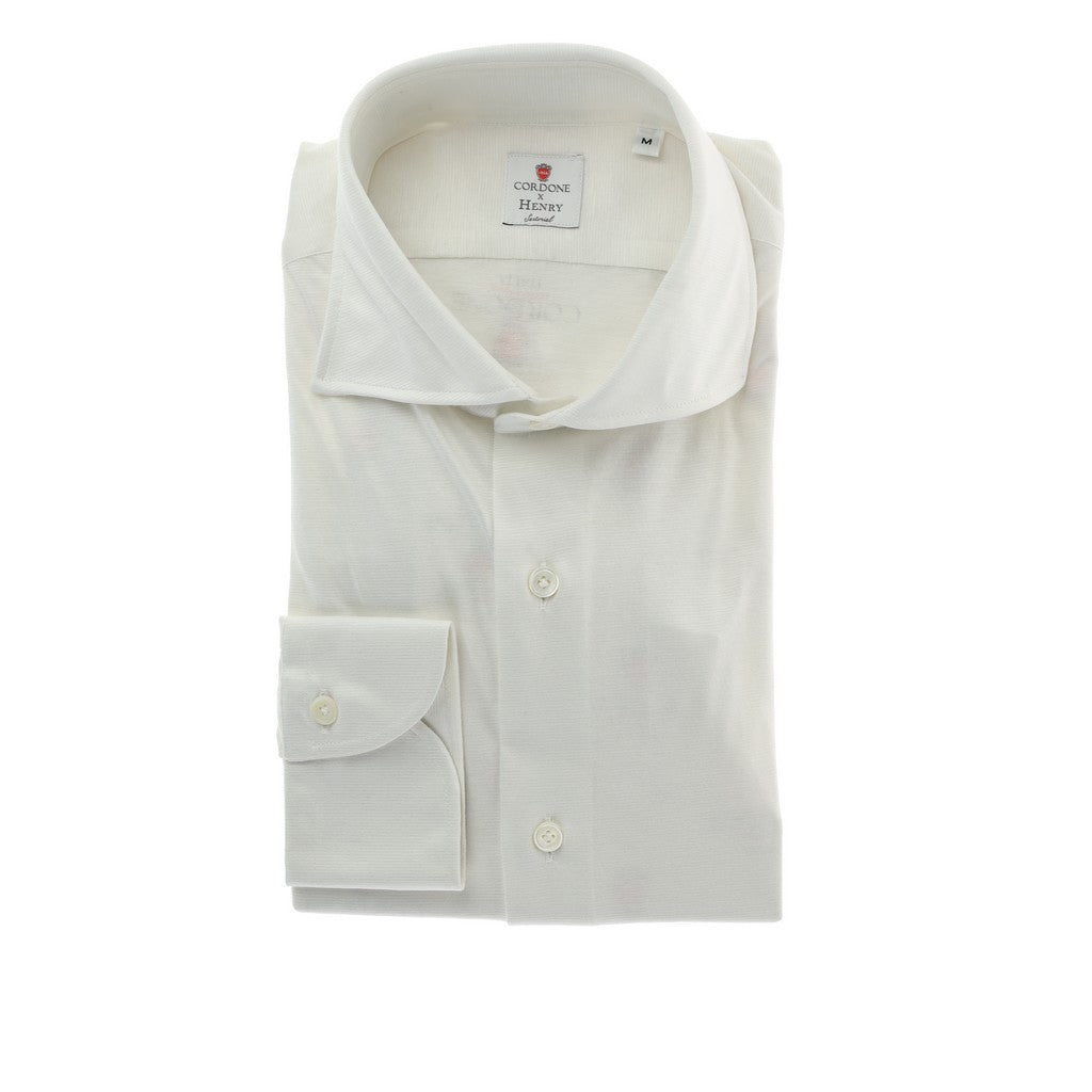 HENRY SARTORIAL X CORDONE Cotton/Silk Jersey Shirt WHITE - Henry Bucks