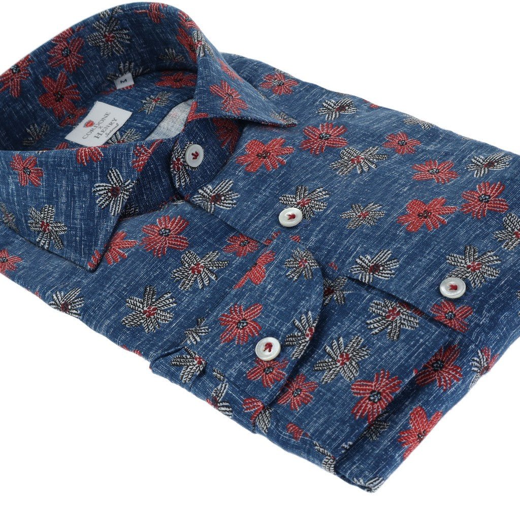 HENRY SARTORIAL X CORDONE Floral Linen Shirt BLUE/MULTI - Henry Bucks