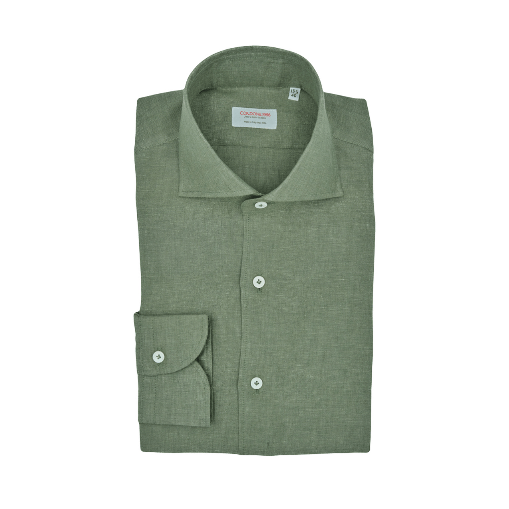 HENRY SARTORIAL X CORDONE Linen Casual Shirt OLIVE - Henry Bucks