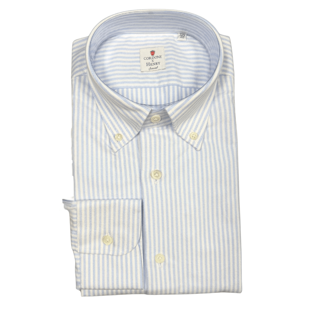 HENRY SARTORIAL X CORDONE Oxford Business Shirt BLUE/WHITE - Henry Bucks