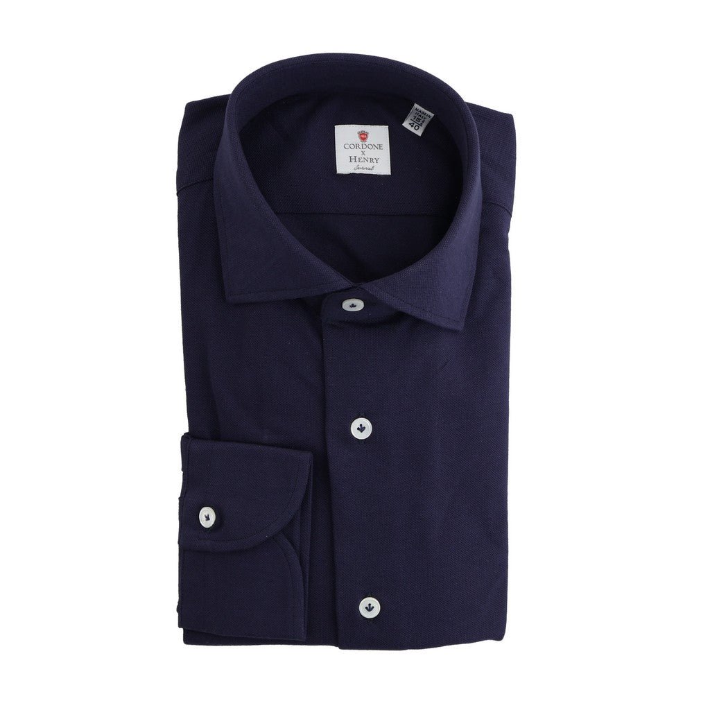 HENRY SARTORIAL X CORDONE Plain Cotton Shirt BLUE - Henry Bucks