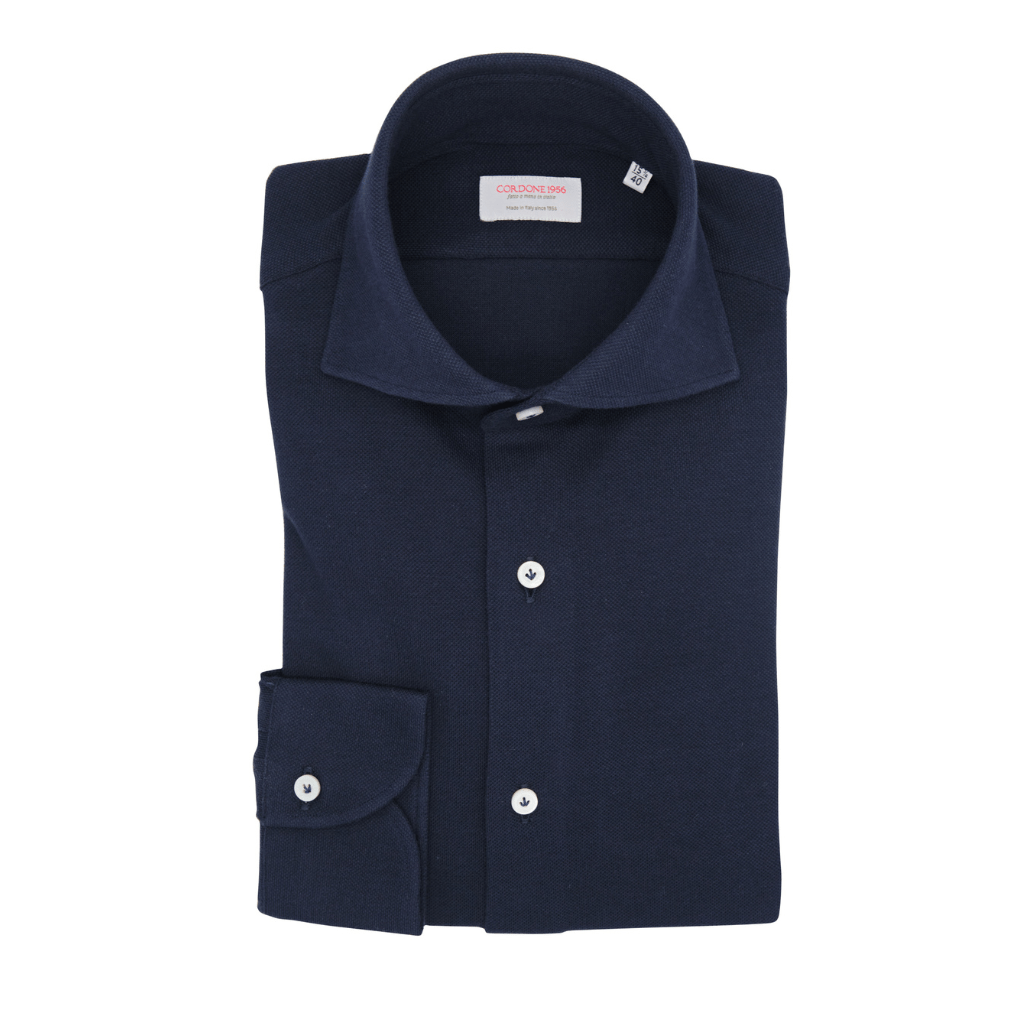 HENRY SARTORIAL X CORDONE Plain Cotton Shirt NAVY - Henry Bucks