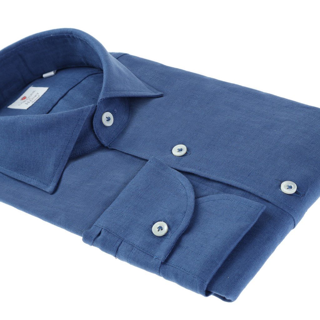 HENRY SARTORIAL X CORDONE Plain Linen Shirt BLUE - Henry Bucks