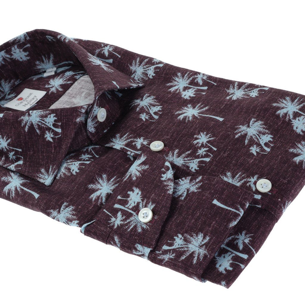 HENRY SARTORIAL X CORDONE Printed Linen Shirt BLACK BLUE - Henry Bucks