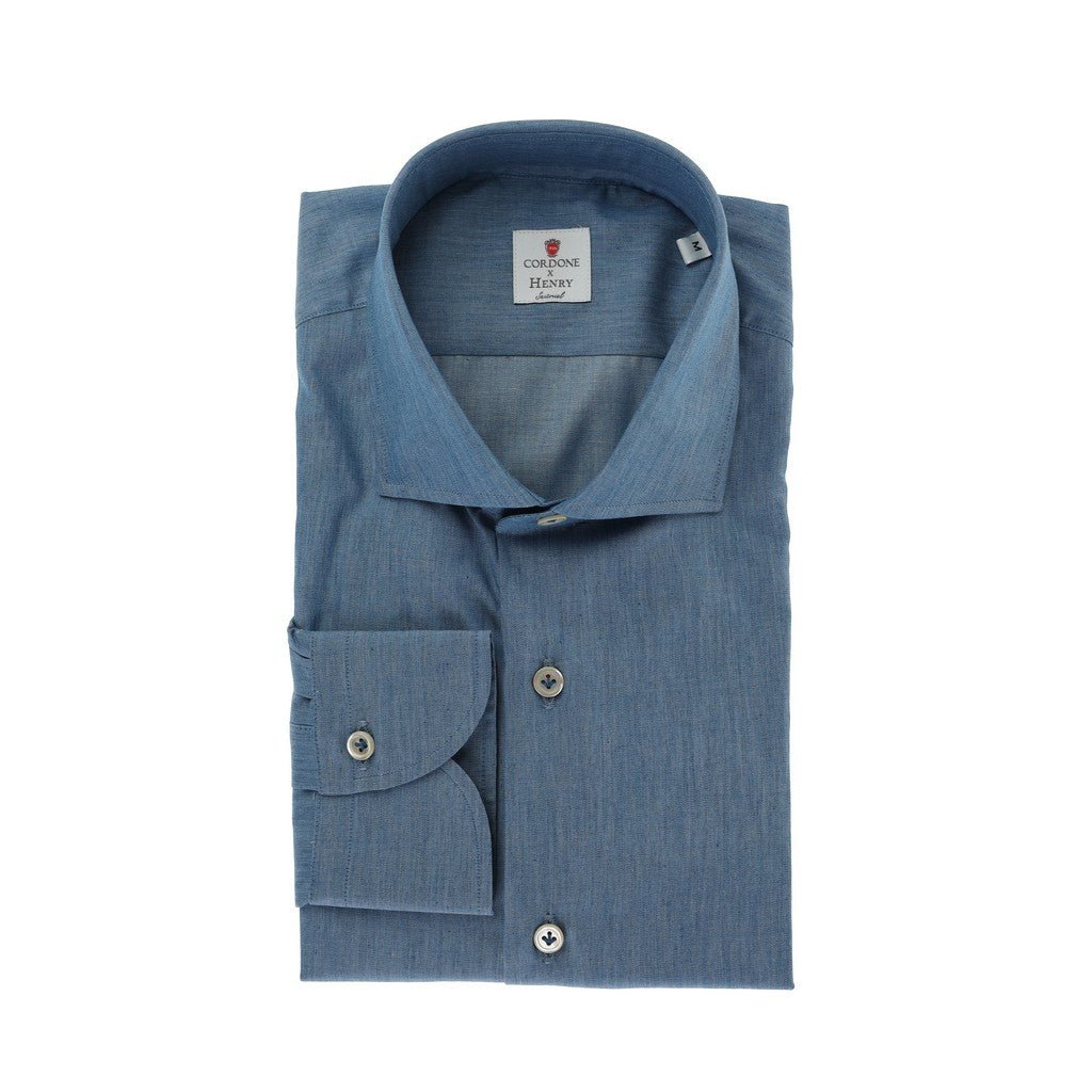 HENRY SARTORIAL X CORDONE Soft Denim Shirt BLUE - Henry Bucks