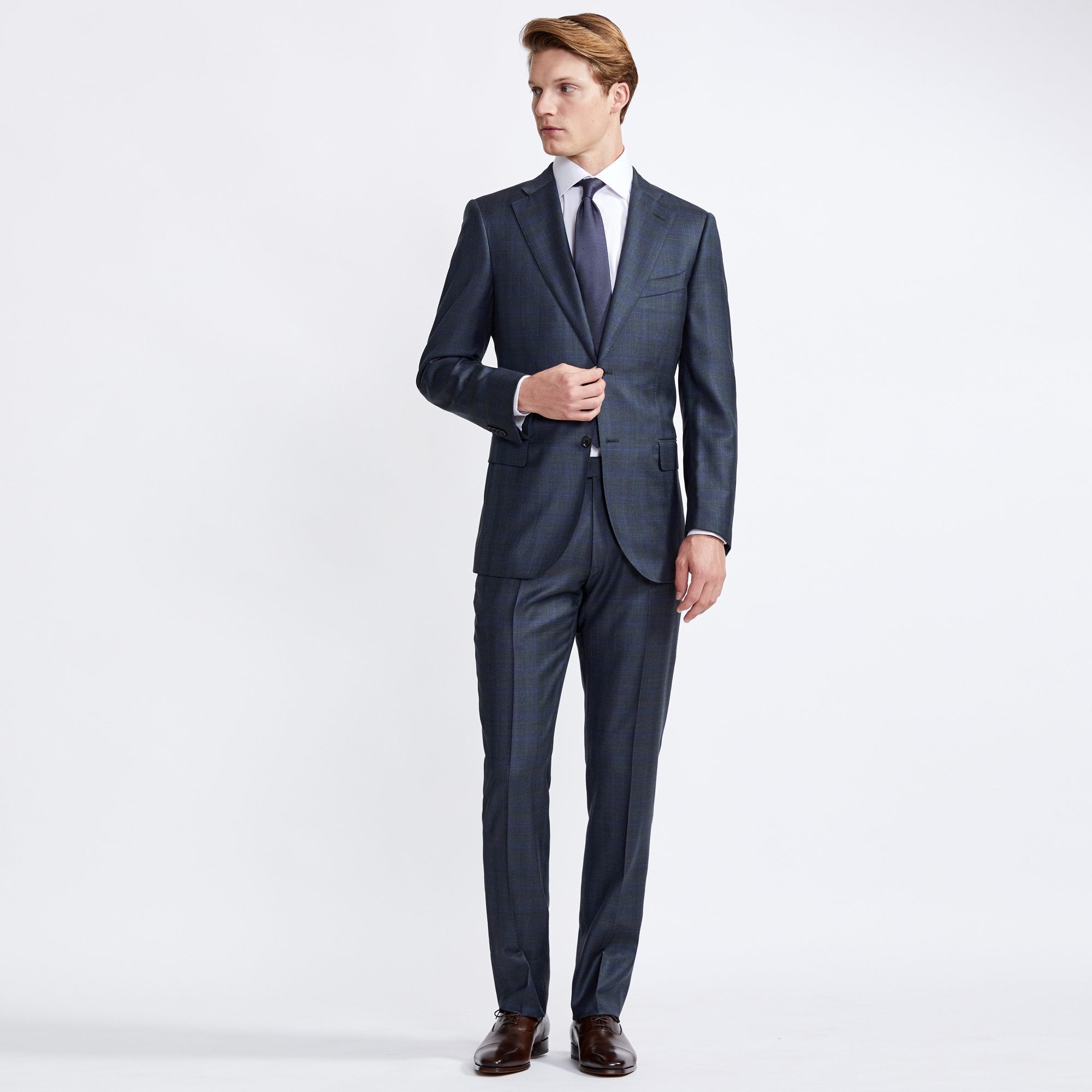 HENRY SARTORIAL X DORMEUIL Check Suit CHARCOAL/BLUE REG - Henry BucksSuits23SS1922 - CHAR/BLUE - R - 48