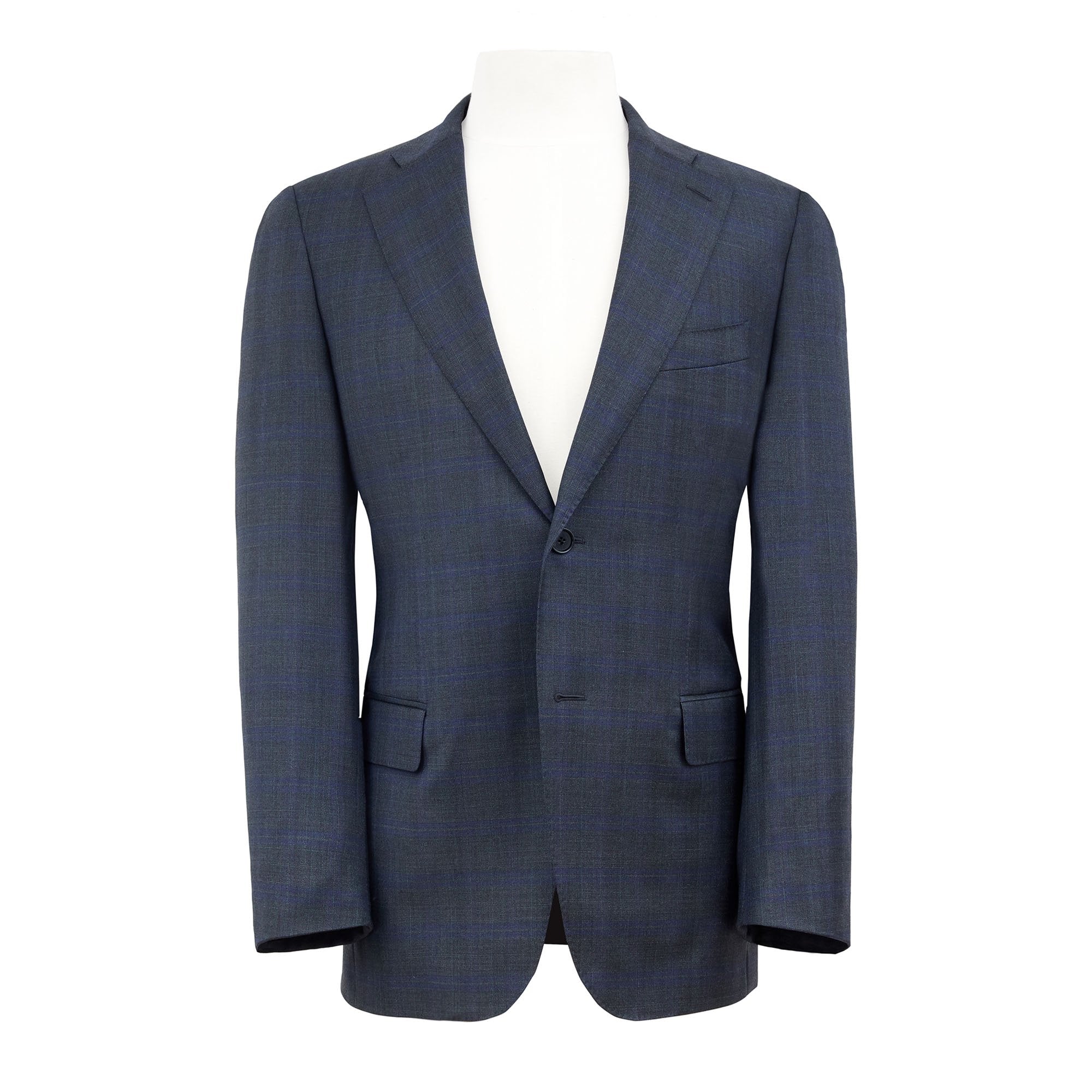 HENRY SARTORIAL X DORMEUIL Check Suit CHARCOAL/BLUE REG - Henry BucksSuits23SS1922 - CHAR/BLUE - R - 48