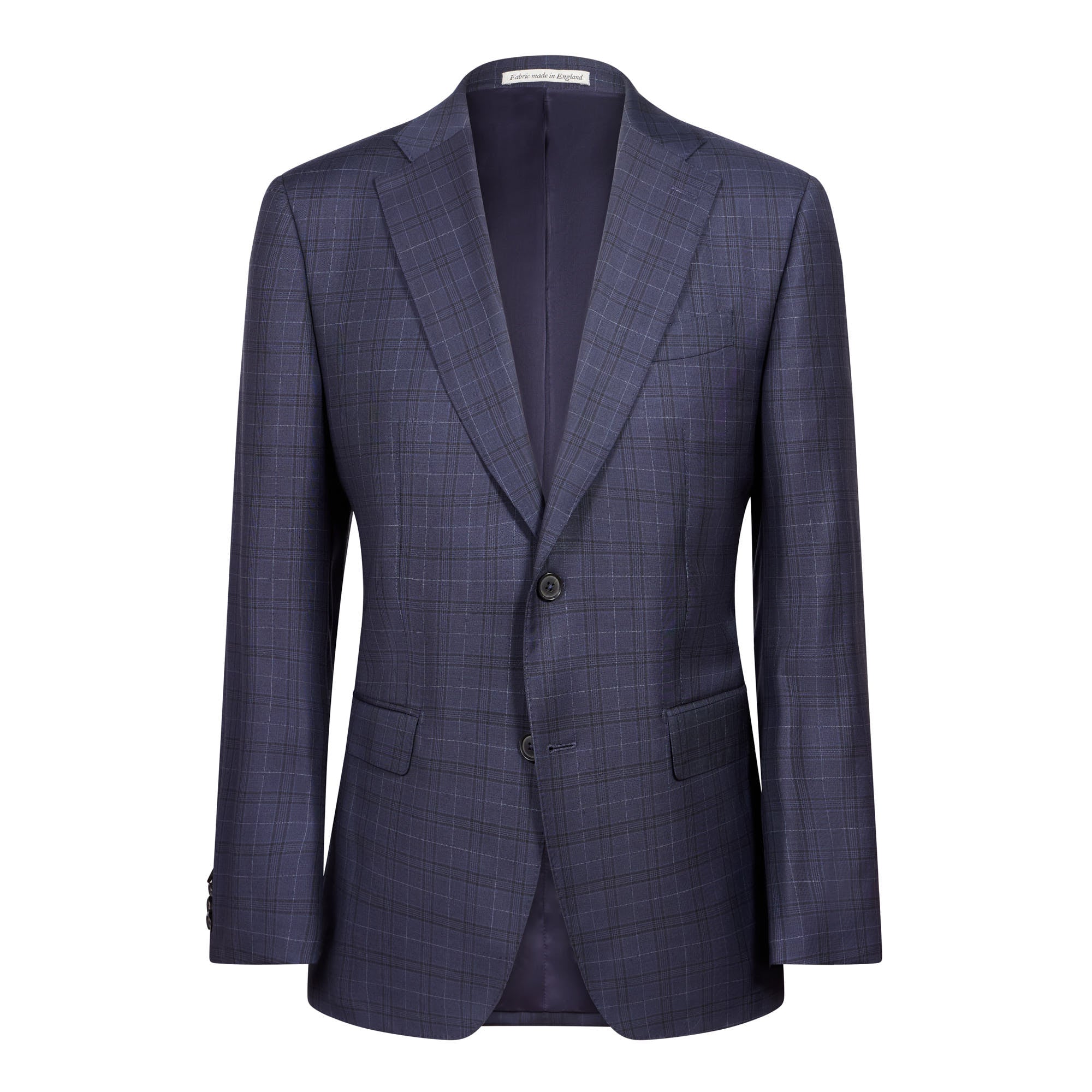 HENRY SARTORIAL x DORMEUIL Dun Full Canvas Check Suit NAVY SKY REG - Henry BucksSuits23AW240215 - NVSK - R - 48