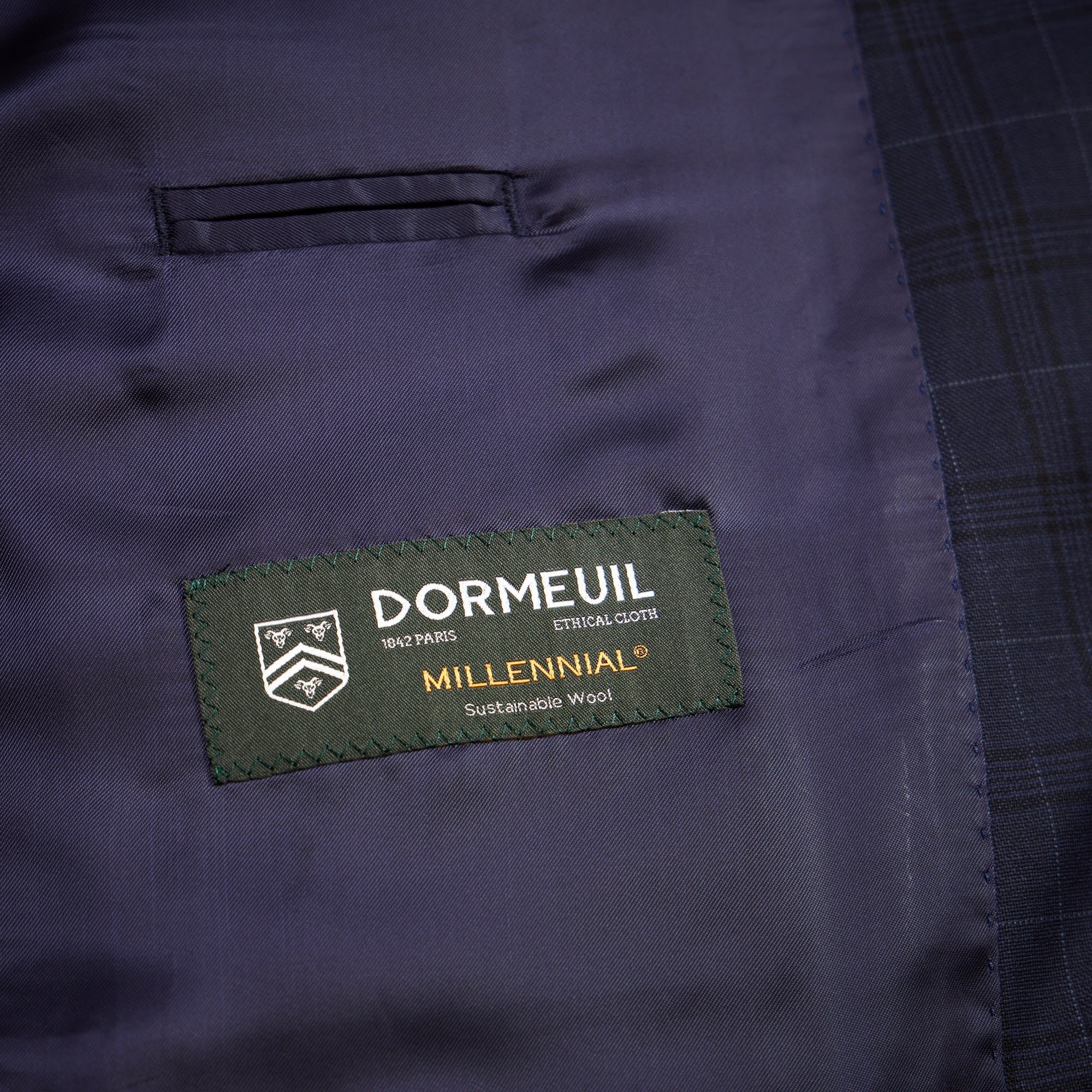 HENRY SARTORIAL x DORMEUIL Dun Full Canvas Check Suit NAVY SKY REG - Henry BucksSuits23AW240215 - NVSK - R - 48