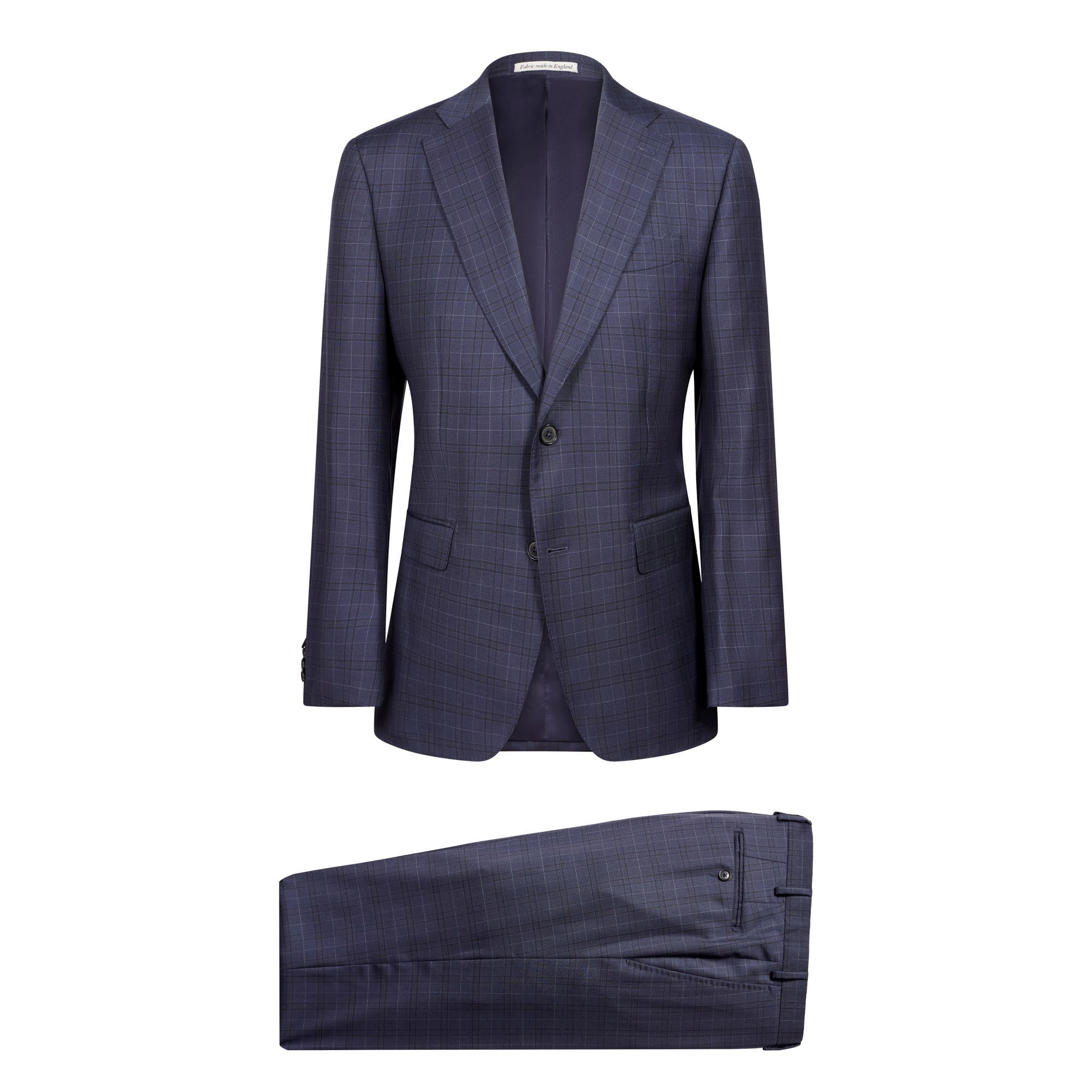 HENRY SARTORIAL x DORMEUIL Dun Full Canvas Check Suit NAVY SKY REG - Henry BucksSuits23AW240215 - NVSK - R - 48