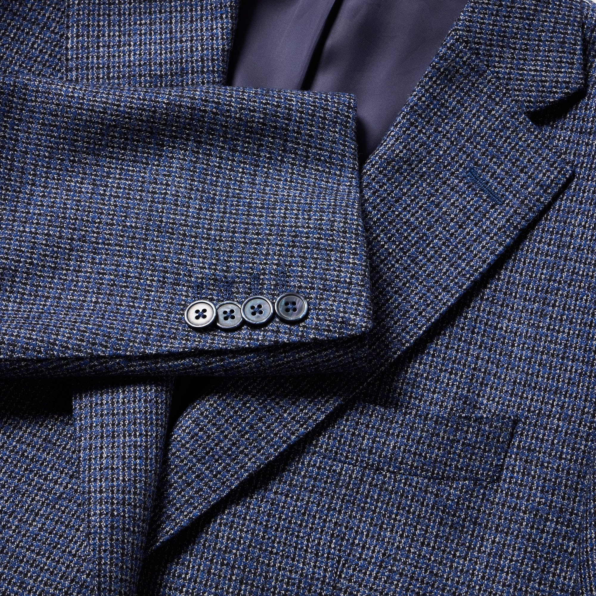 HENRY SARTORIAL x DORMEUIL Dun Full Canvas Micro Blazer NAVY/BLUE/GREY REG - Henry BucksBlazers33AW240013 - NVYBLUGRY - R - 48