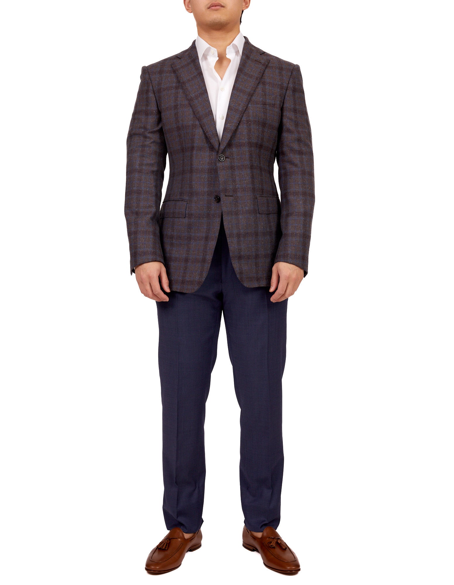 HENRY SARTORIAL X DORMEUIL Full Canvas Check Jacket BROWN/NAVY REG - Henry BucksBlazers33SS220019 - BRNNVY - R - 46