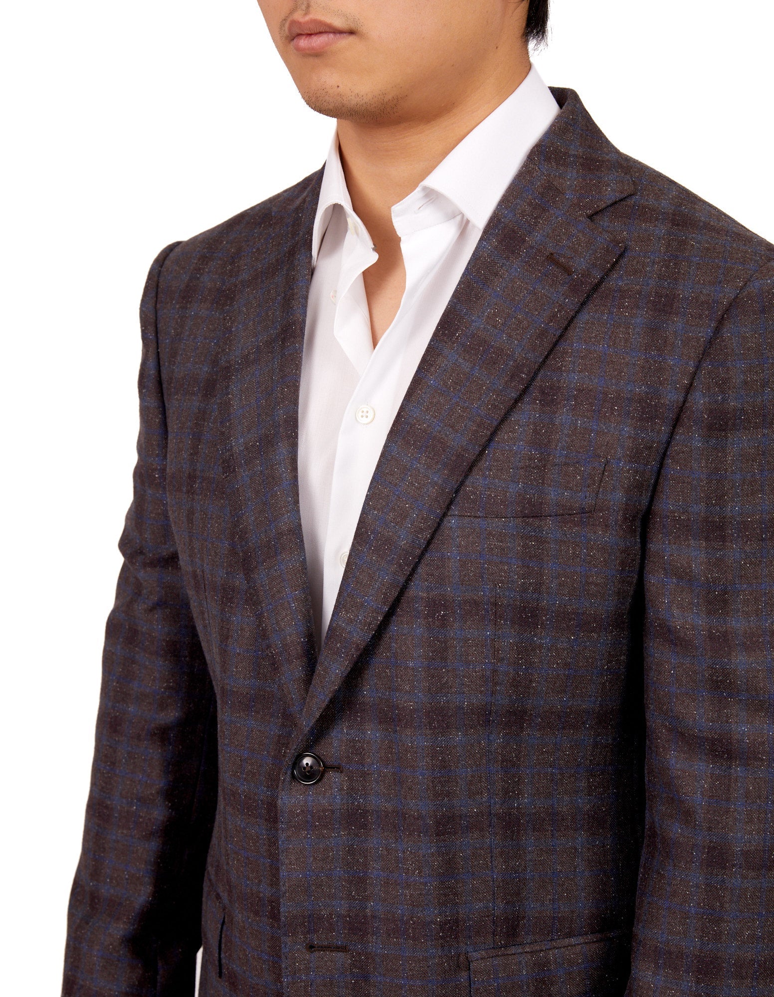 HENRY SARTORIAL X DORMEUIL Full Canvas Check Jacket BROWN/NAVY REG - Henry BucksBlazers33SS220019 - BRNNVY - R - 46