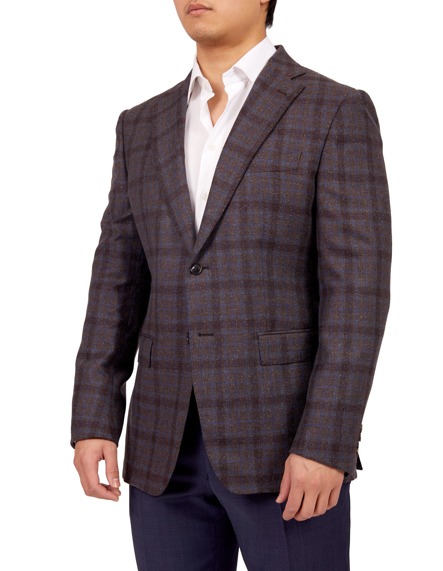 HENRY SARTORIAL X DORMEUIL Full Canvas Check Jacket BROWN/NAVY REG - Henry BucksBlazers33SS220019 - BRNNVY - R - 46