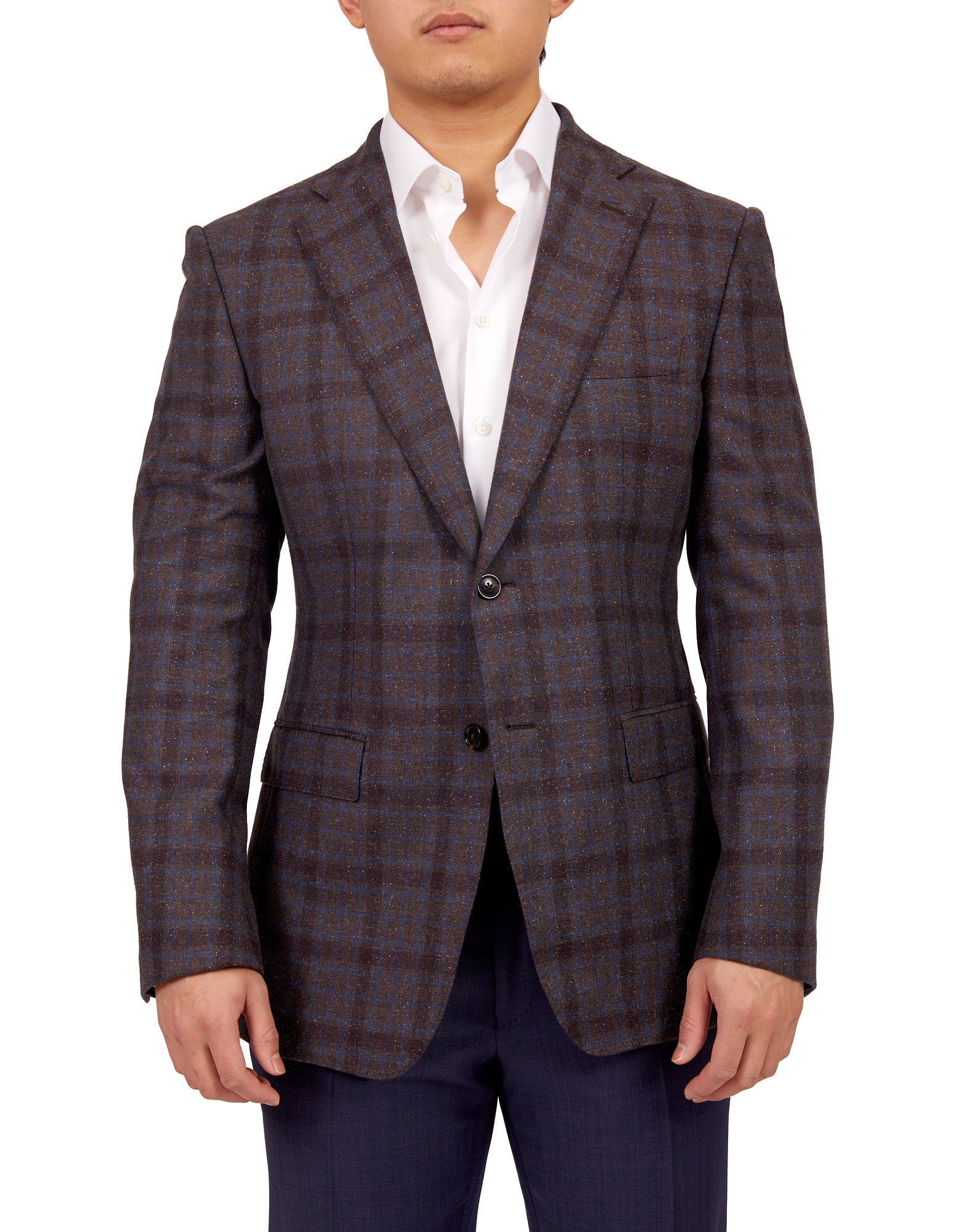 HENRY SARTORIAL X DORMEUIL Full Canvas Check Jacket BROWN/NAVY REG - Henry BucksBlazers33SS220019 - BRNNVY - R - 46