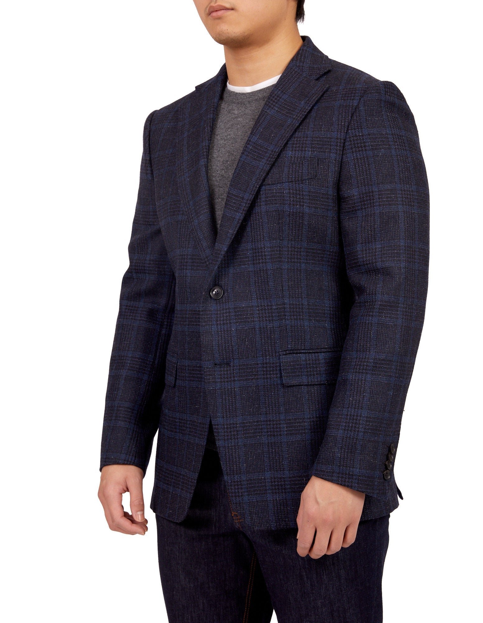 HENRY SARTORIAL X DORMEUIL Full Canvas Fancy Check Jacket NAVY REG - Henry BucksBlazers33SS220022 - NAVY - R - 46