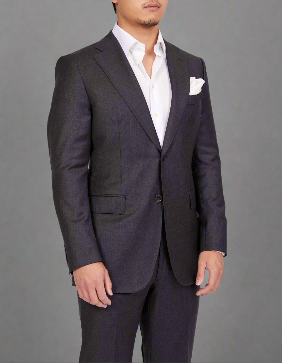 HENRY SARTORIAL X DORMEUIL Full Canvas Plain Suit CHARCOAL LG - Henry BucksSuits23BSRA024 - CHCL - L - 50