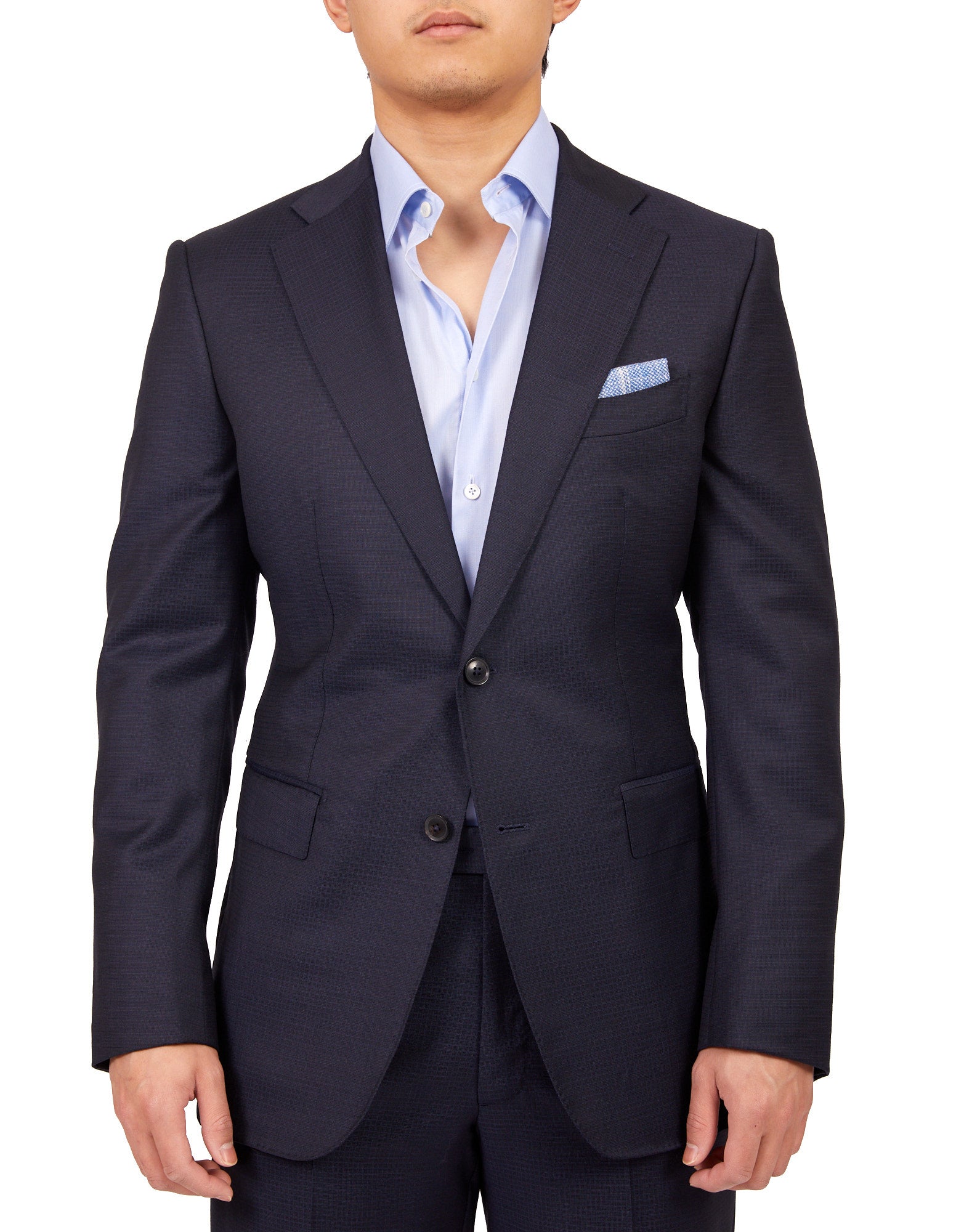 HENRY SARTORIAL X DORMEUIL Small Pattern Suit NAVY REG - Henry BucksSuits23SS220021 - NAVY - R - 46