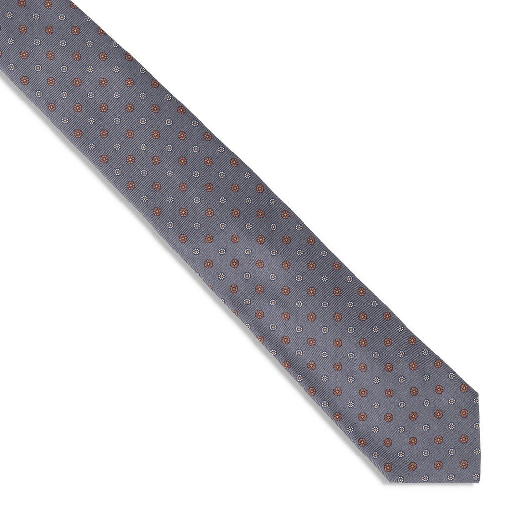 HENRY SARTORIAL X FLORENCE Floral Tie GREY/BROWN - Henry Bucks