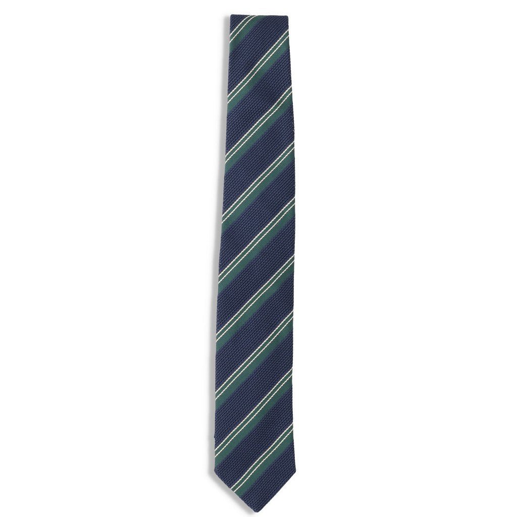 HENRY SARTORIAL X FLORENCE Striped Tie DARK NAVY/GREEN - Henry Bucks