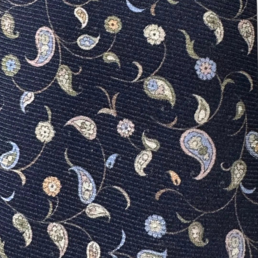 HENRY SARTORIAL X FLORENCE STYLE Large Paisley Silk Tie NAVY - Henry Bucks