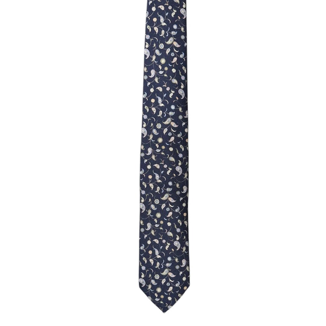 HENRY SARTORIAL X FLORENCE STYLE Large Paisley Silk Tie NAVY - Henry Bucks