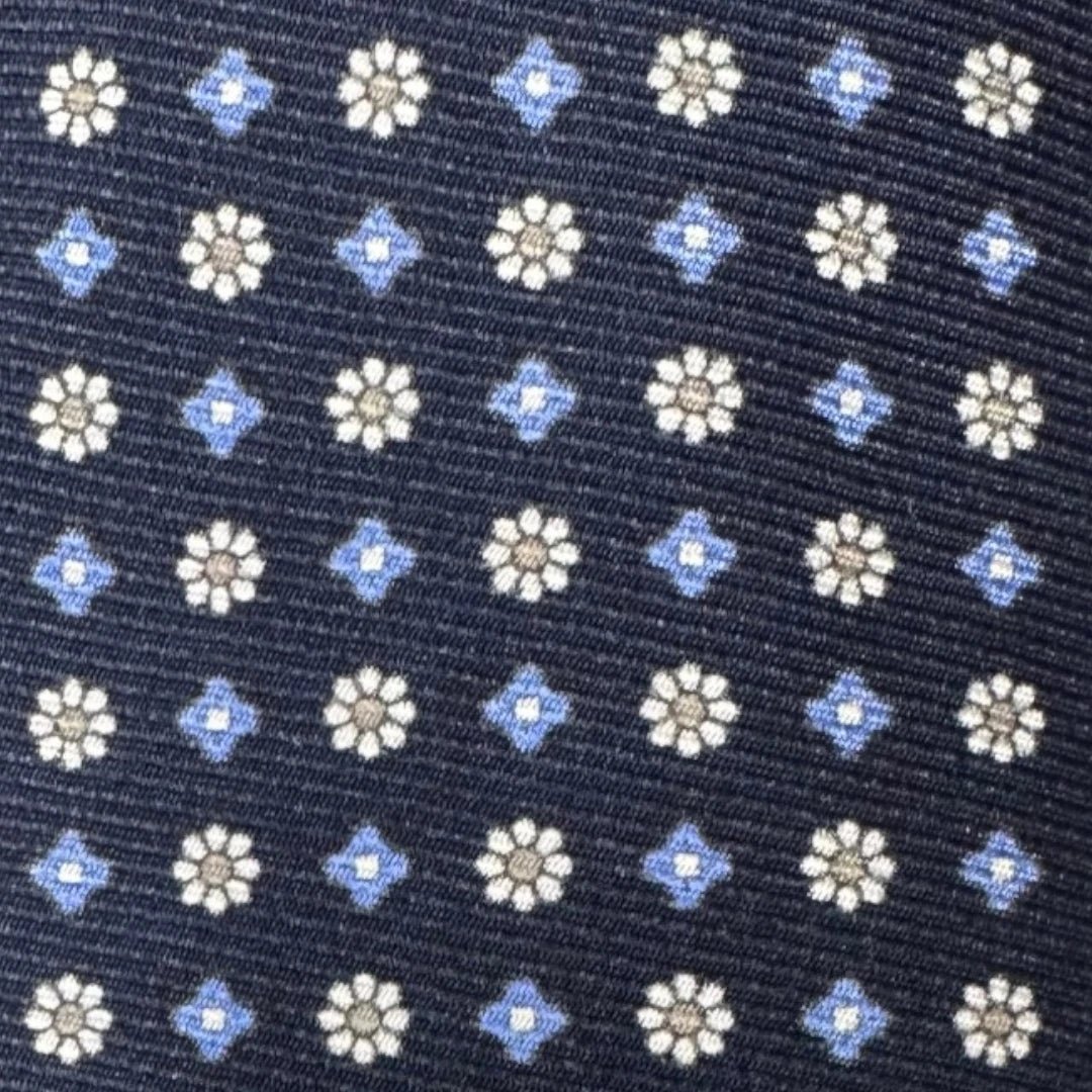 HENRY SARTORIAL X FLORENCE STYLE Small Floral Silk Tie NAVY - Henry Bucks
