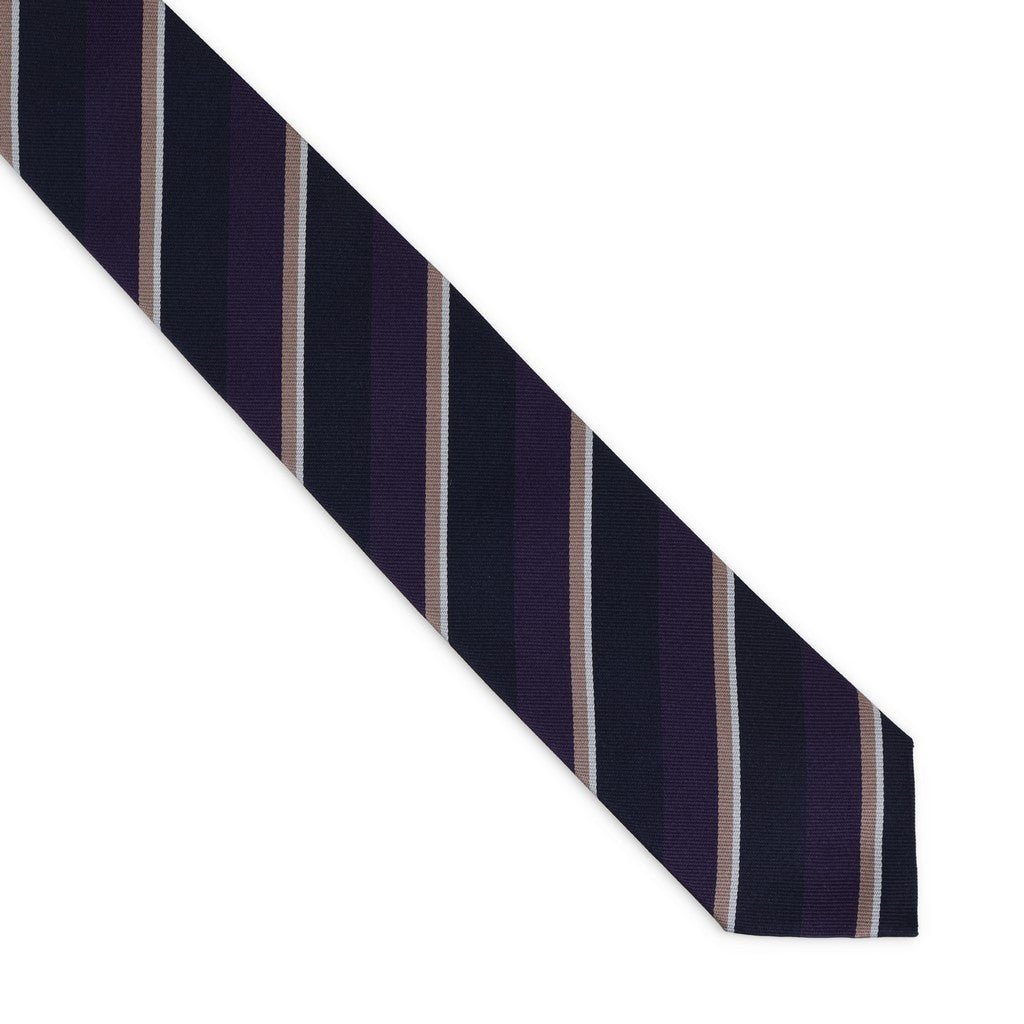 HENRY SARTORIAL x FLORENCE STYLE Stripe Plain Tie NAVY - Henry Bucks