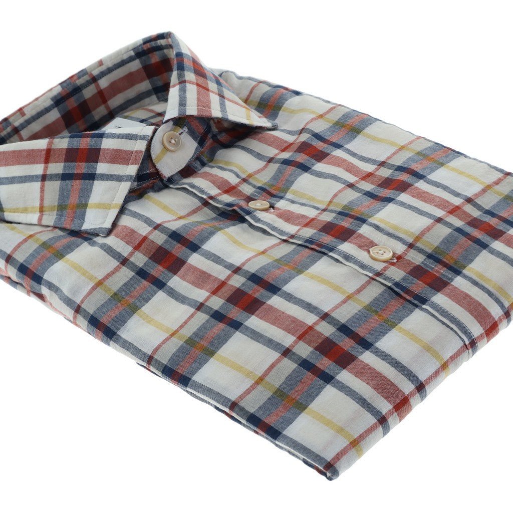 HENRY SARTORIAL X GHERARDI Check Long Sleeve Casual Shirt RED/YELLOW/NAVY - Henry Bucks